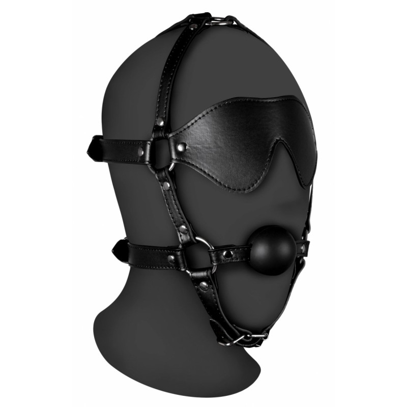 Ouch! Xtreme Bâillon Muselière avec Boule et Masque Gag Xtreme Noir